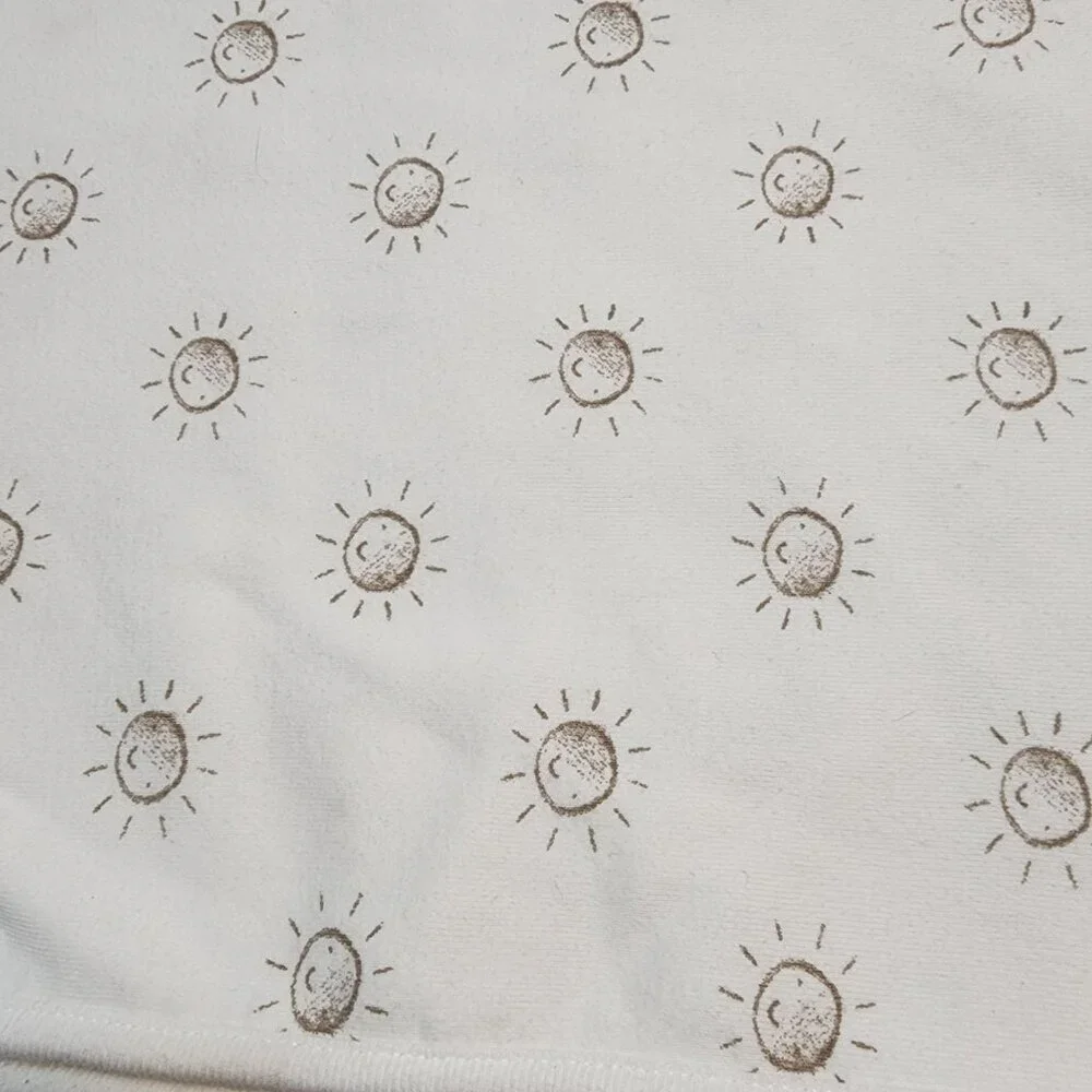 Baby Gap cotton receiving blanket white brown sun unisex